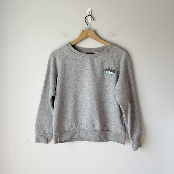 ZYIA Active Women's Gray Crew Neck Crop Patch Pullover Size Medium M - Picture 1 of 4